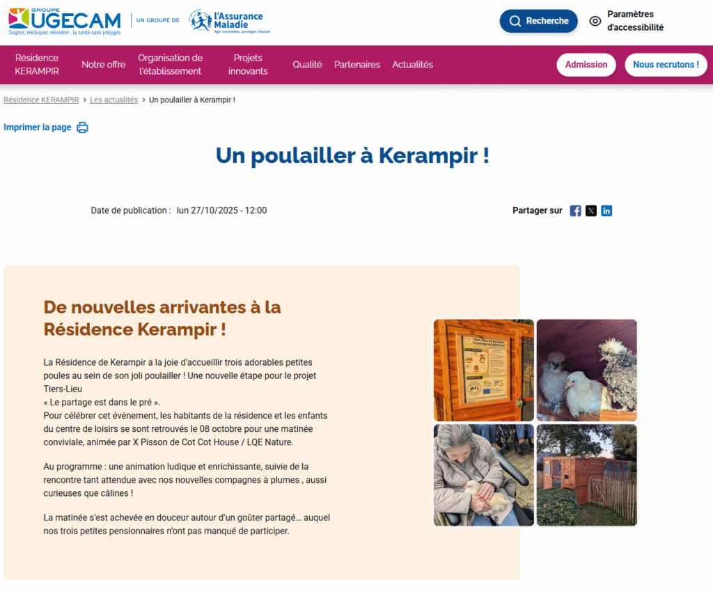 article de l'UGCAM parlant du projet